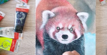 Cara Melukis Red Panda dengan Acrylic Colour